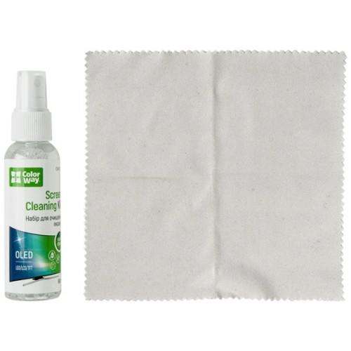 Спрей для очищення ColorWay Screens Cleaning Kit TV/OLED/LED/LCD 60ML + Microfibre (CW-2615)