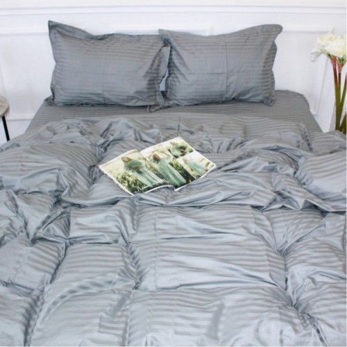 Постільна білизна MirSon Satin Stripe 30-0010 Light Gray 143х210 полуторний (2200005251119)