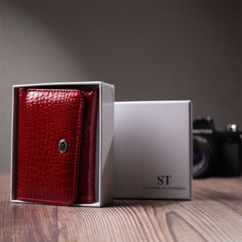 Гаманець ST Leather З натуральної шкіри Червоний (22731)