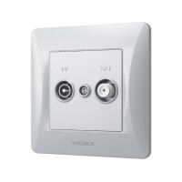 ТВ розетка Videx BINERA TV + SAT кінцева срібний шовк (VF-BNSK2TVSATE-SS)