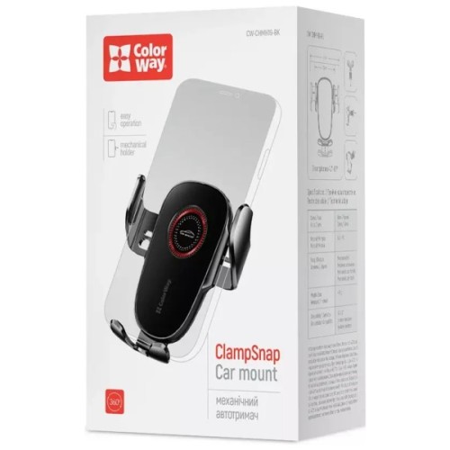 Універсальний автотримач ColorWay ClampSnap Holder Black (CW-CHMH19-BK)