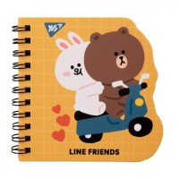Блокнот Yes 100x100 мм 30 аркушів подвійна спіраль Line Friends yellow крапки (151812)