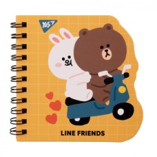 Блокнот Yes 100x100 мм 30 аркушів подвійна спіраль Line Friends yellow крапки (151812)