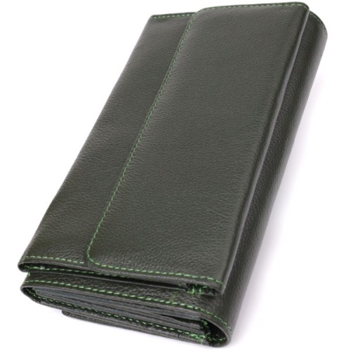 Гаманець ST Leather З натуральної шкіри Зелений (23068)