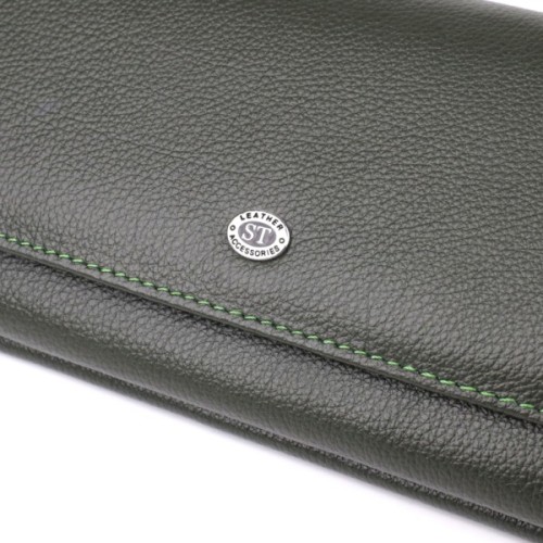 Гаманець ST Leather З натуральної шкіри Зелений (23068)