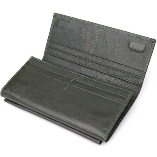 Гаманець ST Leather З натуральної шкіри Зелений (23068)