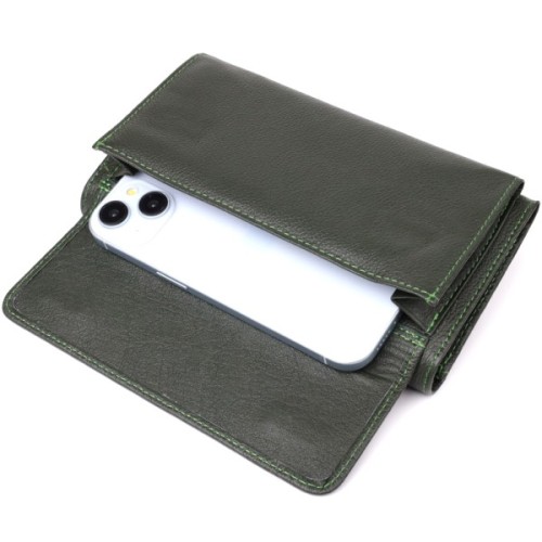 Гаманець ST Leather З натуральної шкіри Зелений (23068)