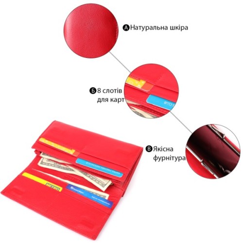 Гаманець ST Leather З натуральної шкіри Червоний (23105)