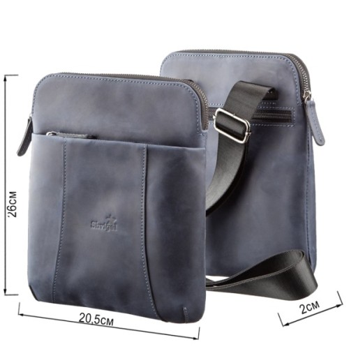 Сумка Shvigel З вінтажної шкіри Синя (11179)