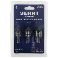 Набір свердл Зеніт "ПРОФІ" зеньківка 12мм,16мм,19мм (31121619)