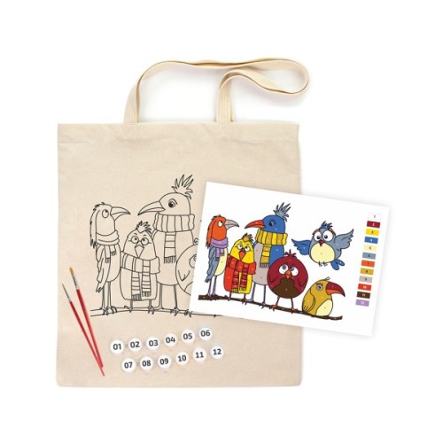 Набір для творчості Rosa Talent екосумка-розмальовка, Funny Birds, 38х42 см (4823098543534)