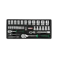 Набір інструментів Toptul з тріскачкою 1/4", 1/2" 34шт. (у ложементі) (GCAT3401)