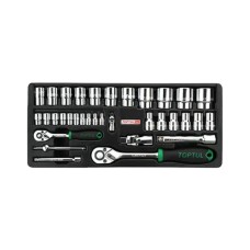 Набір інструментів Toptul з тріскачкою 1/4", 1/2" 34шт. (у ложементі) (GCAT3401)