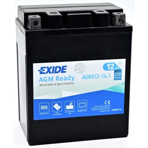 Акумулятор автомобільний EXIDE Мото Ready AGM 12Ah (+/-) (210EN) (AGM12-14.1)