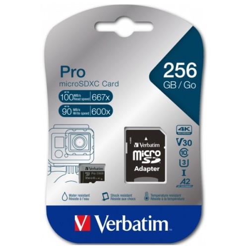 Карта пам'яті Verbatim 256GB microSDXC class 10 UHS-III PRO (47045)