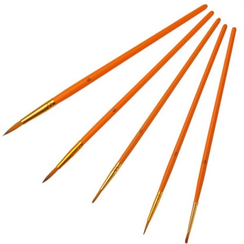 Пензлик для малювання Maxi набір 5 шт синтетичний ворс, круглі (№ 0, 2, 3, 6, 8) коротка ручка (MX60875)