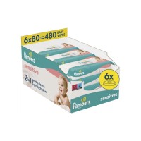 Дитячі вологі серветки Pampers Sensitive 6 пачок х 80 шт (480 шт) (8006540174531)