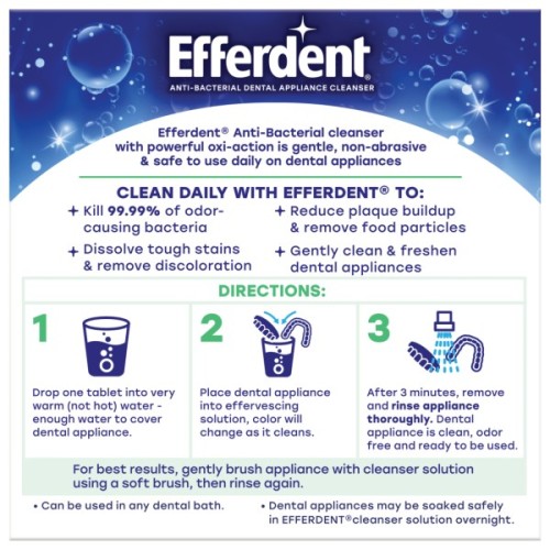 Засіб для очищення зубних протезів Efferdent Антибактеріальні таблетки для очищення зубних протезів та ортодонтичних апаратів 44 шт. (814832015893)