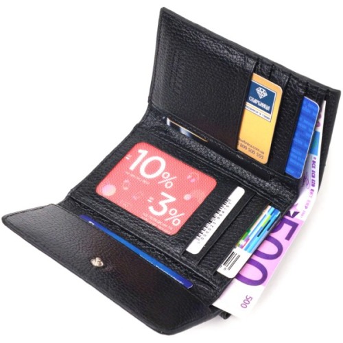 Гаманець Canpellini З натуральної шкіри флотар Чорний (21591)