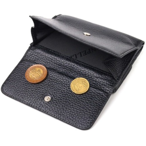 Гаманець Canpellini З натуральної шкіри флотар Чорний (21591)