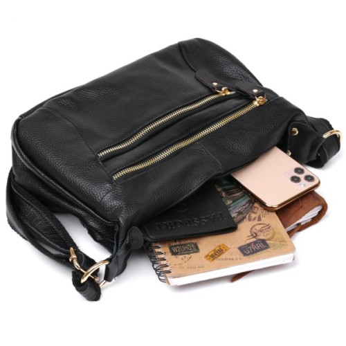 Сумка Vintage Шкіряна жіноча Чорна (20686)