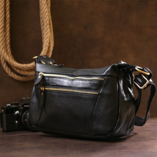 Сумка Vintage Шкіряна жіноча Чорна (20686)