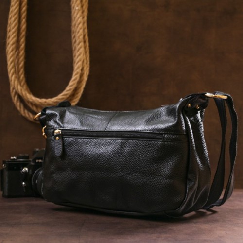 Сумка Vintage Шкіряна жіноча Чорна (20686)