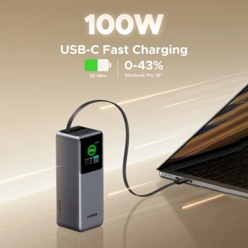Батарея універсальна Ugreen 20000mAh 165W with Retractable Cable (PB726 55987B)