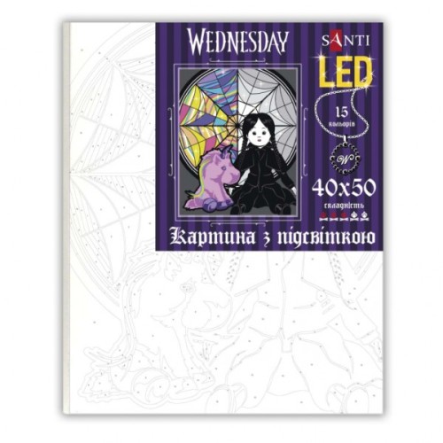 Картина по номерам Santi Wednesday Creepy Dolls 40х50 см LED підсвітка (955070)