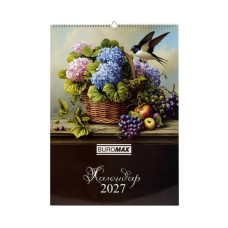 Календар Buromax настінний А2 2027 рік, 1 пружина, Flowers and birds (BM.210650)