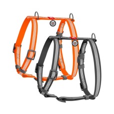 Шлея для собак WAUDOG Waterproof анатомічна Н-подібна з QR-паспортом М сіра (328211)