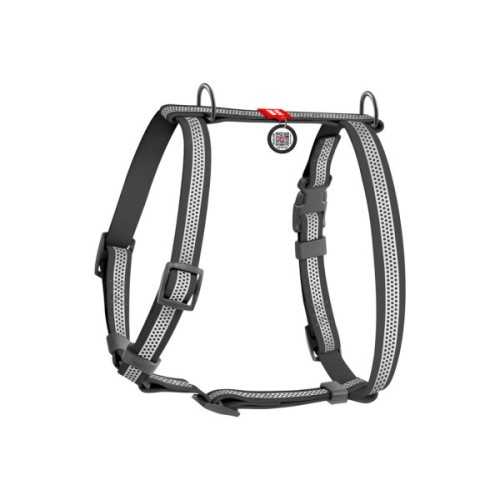 Шлея для собак WAUDOG Waterproof анатомічна Н-подібна з QR-паспортом М сіра (328211)