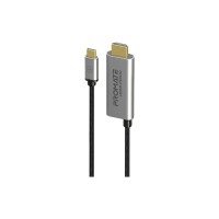 Кабель мультимедійний USB-C to HDMI M 1.8m + USB-CF grey Promate (hdmi-pd100.grey)