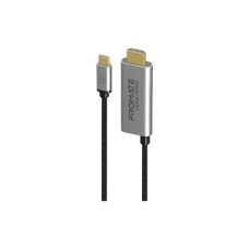Кабель мультимедійний USB-C to HDMI M 1.8m + USB-CF grey Promate (hdmi-pd100.grey)