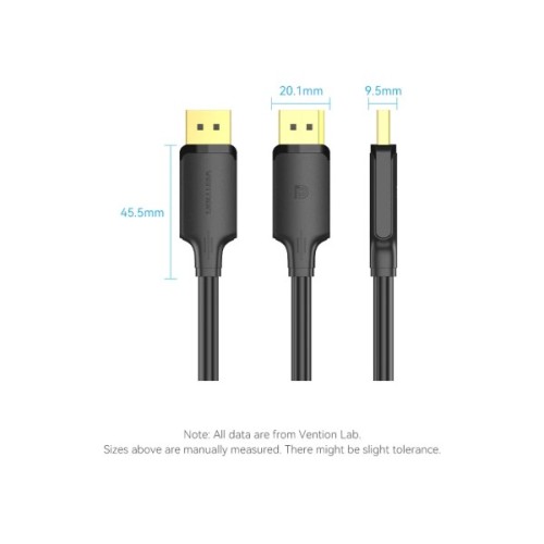 Кабель мультимедійний DisplayPort M to DisplayPort M 1.0m 4K60Hz black Vention (HAKBF)