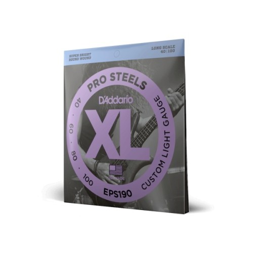Струни для гітари D'Addario XL ProSteels Bass Custom Light (40-100) (EPS190)