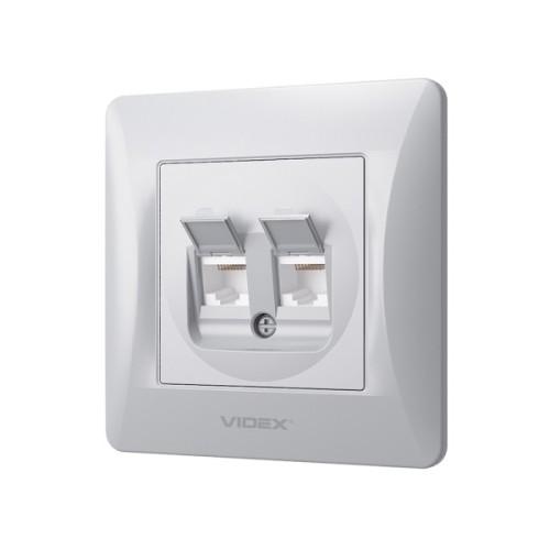 Комп'ютерна розетка Videx BINERA CAT6 + CAT6 подвійна сереб (VF-BNSK2PC6-SS)