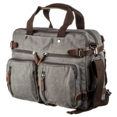 Сумка Vintage Трансформер текстильна велика Сіра (20151)