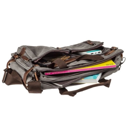 Сумка Vintage Трансформер текстильна велика Сіра (20151)