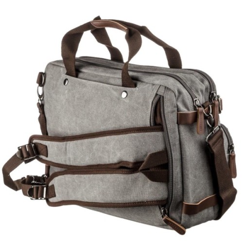 Сумка Vintage Трансформер текстильна велика Сіра (20151)