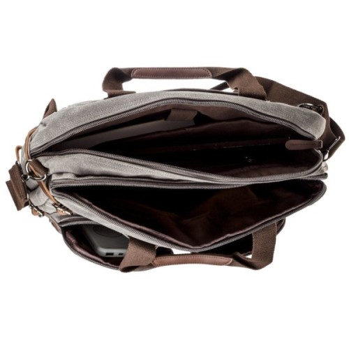 Сумка Vintage Трансформер текстильна велика Сіра (20151)