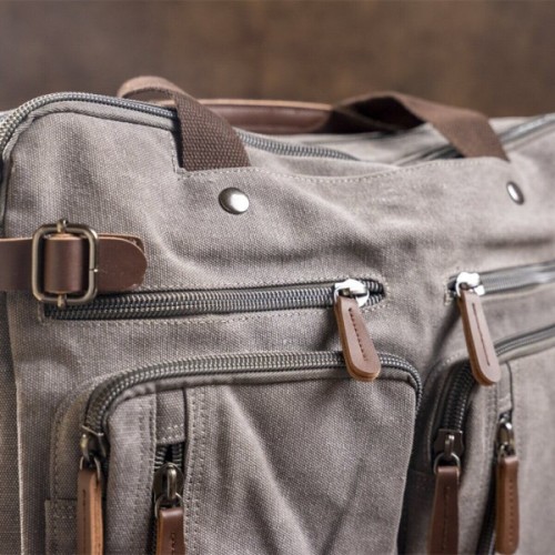 Сумка Vintage Трансформер текстильна велика Сіра (20151)