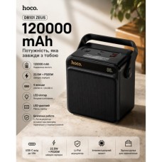 Батарея універсальна HOCO 120000mAh DB101 Zeus 22.5W, PD/20W, LED-lamp, Black (716184)