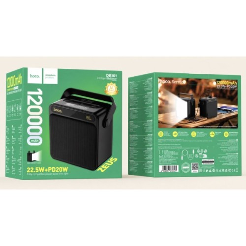 Батарея універсальна HOCO 120000mAh DB101 Zeus 22.5W, PD/20W, LED-lamp, Black (716184)