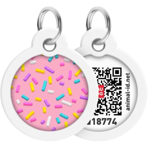 Адресник для тварин WAUDOG Smart ID з QR паспортом "Маршмеллоу", круг 30 мм (230-0214)