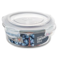 Харчовий контейнер Ardesto Gemini круглий, 0.95л, боросилікатне скло, прозорий (AR1295BRD)