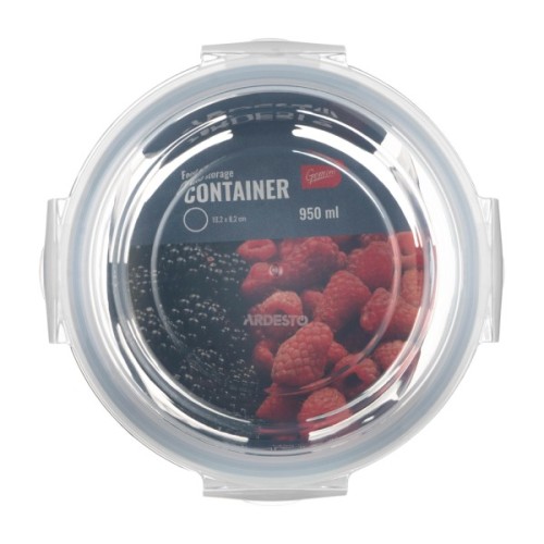 Харчовий контейнер Ardesto Gemini круглий, 0.95л, боросилікатне скло, прозорий (AR1295BRD)