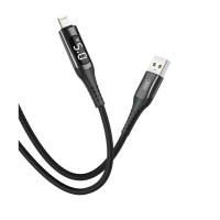 Дата кабель USB 2.0 AM to Lightning 1.0m 2.4A LED black XO (NB162-L-1-BK)