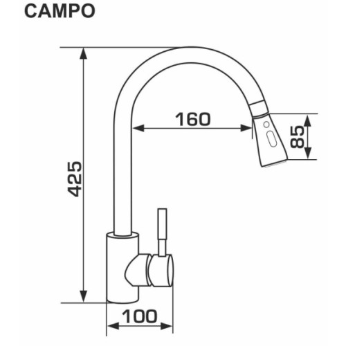 Змішувач GRANADO Campo LUX grafito (gz0509L)