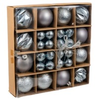 Ялинкова іграшка Chomik пластикові кульки компл. 44шт, 3/6см, срібні (5900779877726_1)